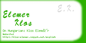 elemer klos business card